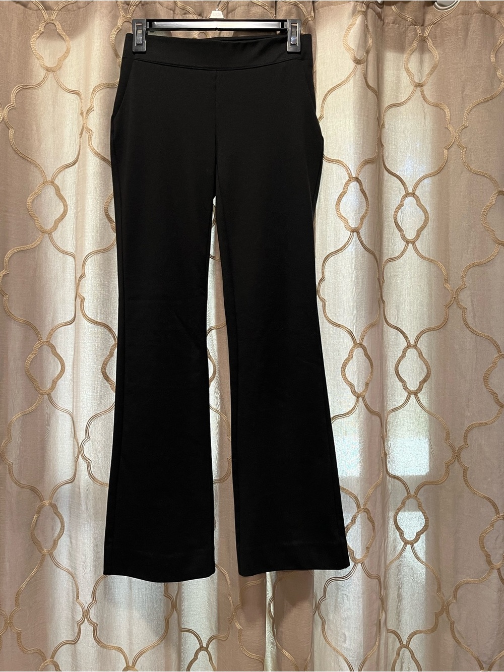 Vera Wang Black Boot-Cut Ponte Pants with Subtle Flare